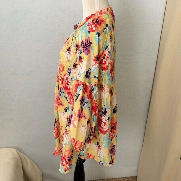 Cafe Marrakesh Ruffle Neck Button Up Ruched Blouse, Size 3X - Picture 8 of 9